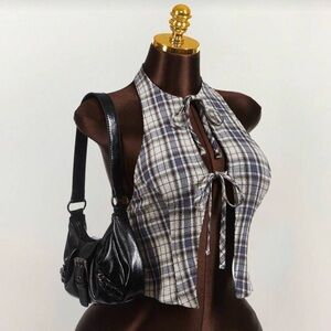 Plaid Halter Top